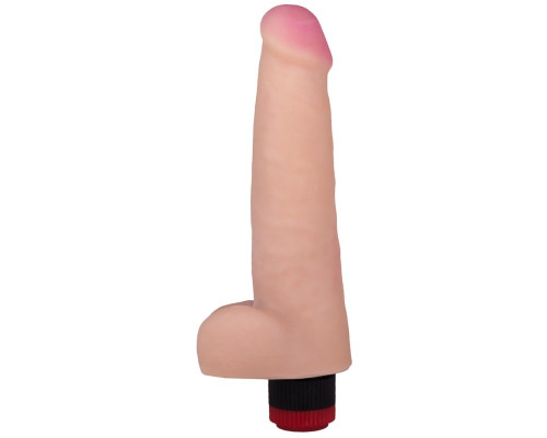 Большой реалистичный виброфаллос с мошонкой - 23 см.