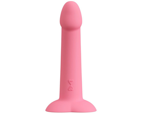 Розовый вибростимулятор на присоске Heart Guy - 19 см.