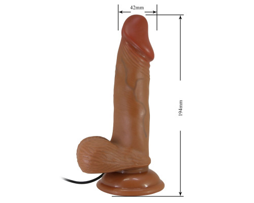 Темно-бежевый вибратор с подвижной кожей Zebulon - 19,4 см.