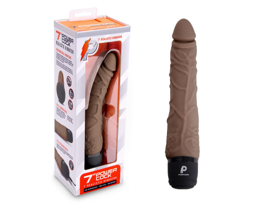 Коричневый вибромассажер 7  Realistic Vibrator - 20 см.