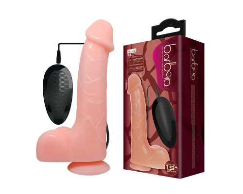 Телесный вибратор с проводным пультом - 22 см.