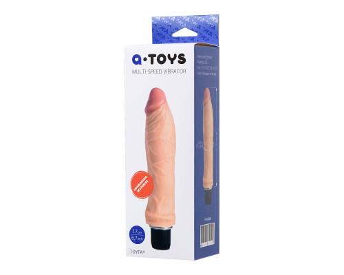 Телесный реалистичный мультискоростной вибратор - 20 см.