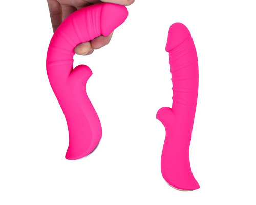 Ярко-розовый вибромассажер 5  Silicone Wild Passion - 19,1 см.