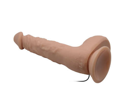 Телесный вибратор с большой мошонкой Jason - 25 см.