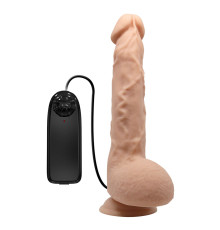 Телесный вибратор с большой мошонкой Jason - 25 см.
