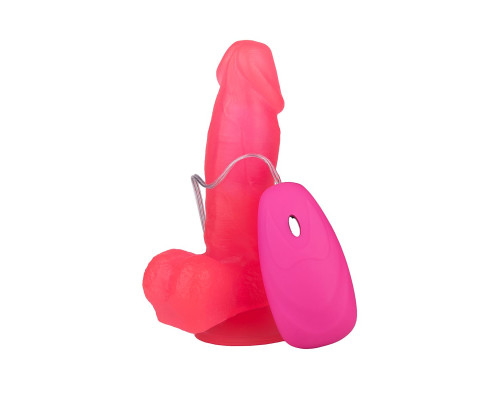 Розовый гелевый вибратор на присоске - 19,5 см.