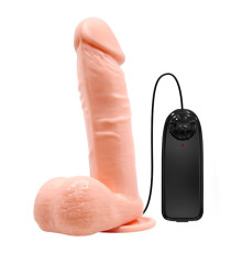 Телесный вибратор-реалистик с присоской и пультом управления - 19,5 см.