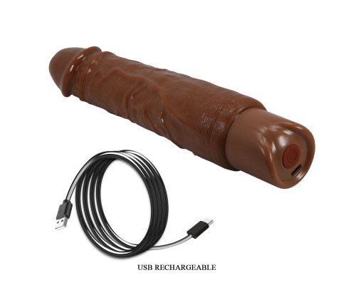 Коричневый реалистичный вибратор Rufus - 23,8 см.