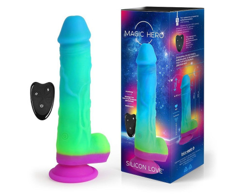 Яркий вибратор с возвратно-поступательными движениями и пультом ДУ - 21 см.