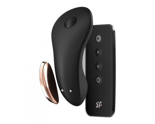 Чёрный вибромассажер в трусики Little Secret