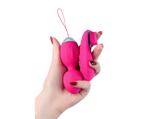 Розовые виброшарики TELLA с пультом-стимулятором