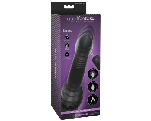 Черный вибромассажер с функцией поступательных движений Ass Thruster