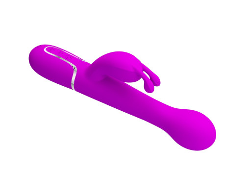 Лиловый вибратор-кролик Dejon с ротацией бусин и возвратно-поступательными движениями - 22,6 см.