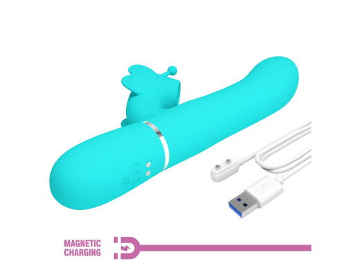 Аквамариновый вибратор-кролик Ridgely - 22,6 см.