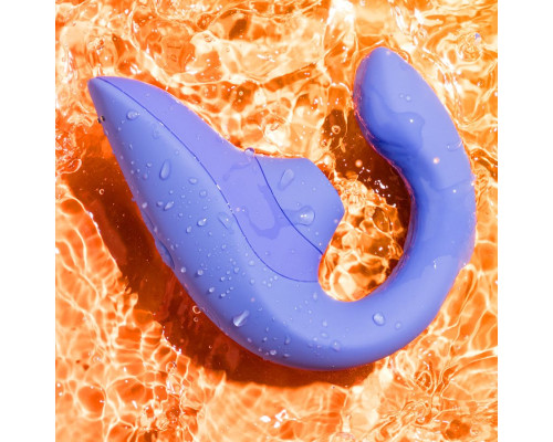 Голубой вибромассажер для двойной стимуляции Womanizer Blend