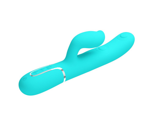 Аквамариновый вибратор-кролик с пульсацией Gigi - 22,8 см.