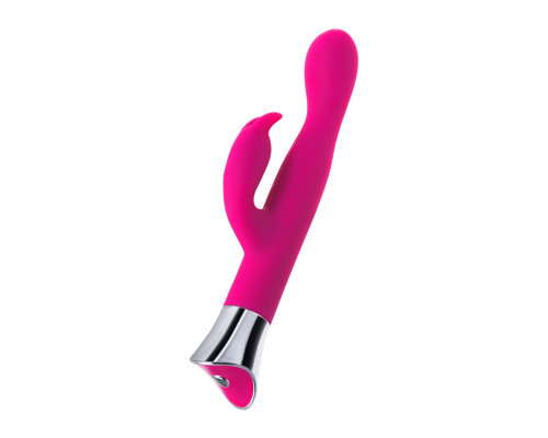 Розовый вибратор с клиторальным стимулятором и гибкой головкой LOLY - 21,6 см.