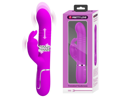 Лиловый вибратор Coale с ротацией бусин и возвратно-поступательными движениями - 22,6 см.