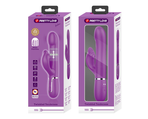 Фиолетовый вибратор с вращенеим бусин Falin - 22,7 см.