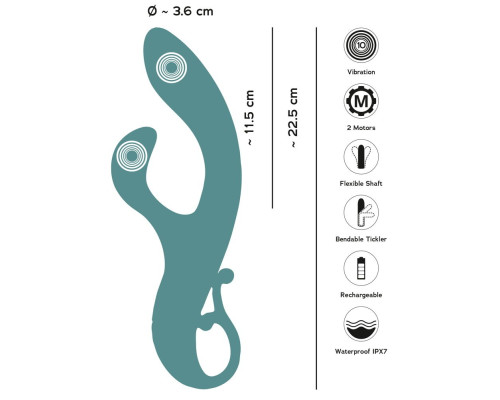 Бирюзовый вибратор-кролик The Magician Rabbit Vibrator - 22,5 см.