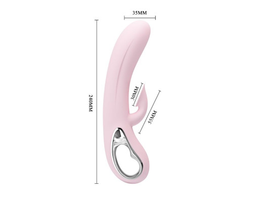 Нежно-розовый вибратор Nicola с вакуумной клиторальной стимуляцией - 24 см.