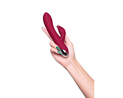 Бордовый вибратор-кролик Sangra - 20,5 см.