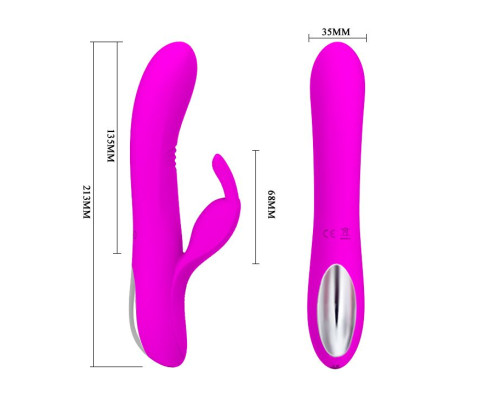 Вибратор с зайчиком-стимулятором клитора Dylan - 21,3 см.