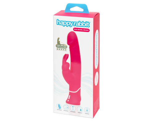 Розовый вибратор-кролик Realistic Dual Density Rechargeable Rabbit Vibrator - 25,5 см.