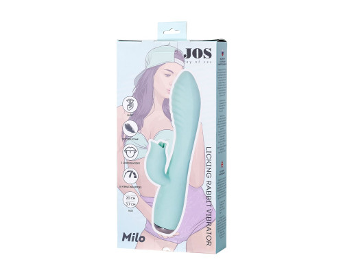 Мятный вибратор с клиторальным стимулятором MILO - 20 см.