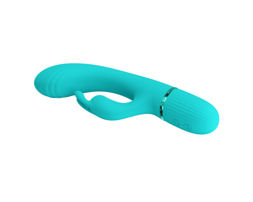 Аквамариновый вибратор-кролик Scocco - 20 см.