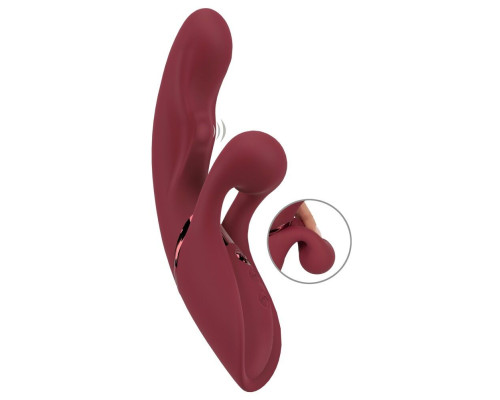 Малиновый вибратор-кролик с функцией постукивания 2 Function Rabbit Vibrator - 22,3 см.