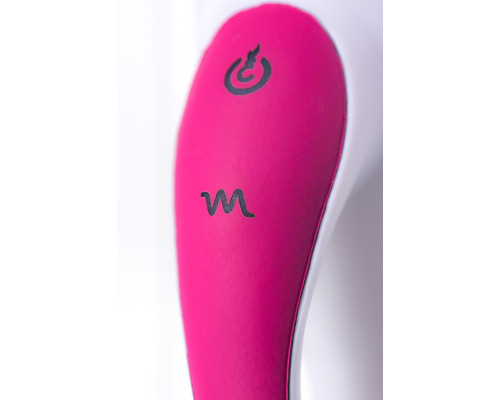 Розовый вибратор с клиторальным стимулятором ELLY с подогревом - 21,5 см.