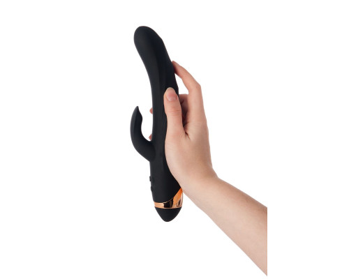 Чёрный вибратор WANAME Thunder с клиторальным отростком - 24,2 см.