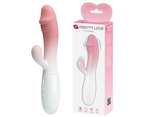 Розово-белый вибромассажёр-кролик Snappy - 19 см.