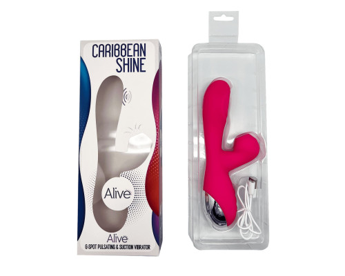 Ярко-розовый вибратор-кролик Caribbean Shine - 21 см.