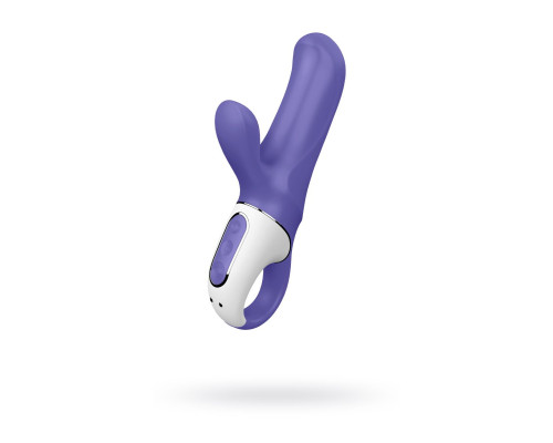 Фиолетовый вибратор Satisfyer Magic Bunny с клиторальным отростком - 17,6 см.