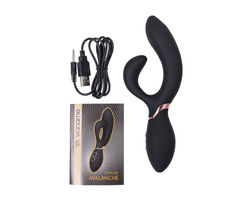 Черный вибратор Avalanche с «танцующим» клиторальным стимулятором - 20,5 см.