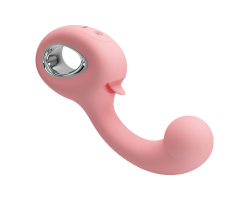 Розовый вибратор для точки G с подвижным язычком Erynnyes - 15,4 см.