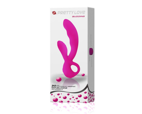 Перезаряжаемый вибратор Audding с клиторальным отростком - 22,5 см.