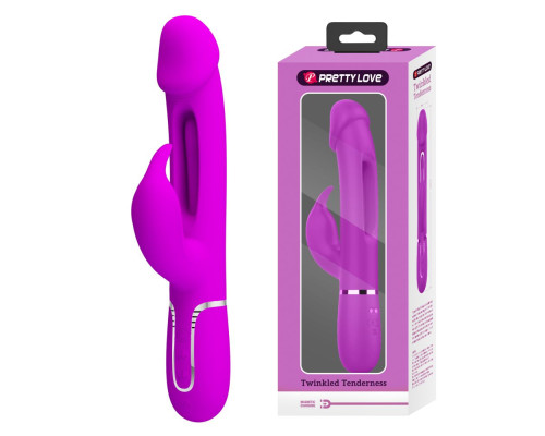 Лиловый вибратор-кролик с функцией фингеринга Kampas - 23,2 см.