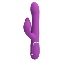 Фиолетовый вибратор с вращенеим бусин Falin - 22,7 см.