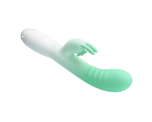 Зелено-белый вибратор-кролик Cerberus - 20,6 см.