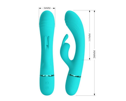 Аквамариновый вибратор-кролик Scocco - 20 см.