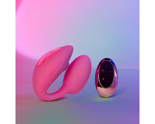 Розовый U-образный стимулятор клитора и точки G с пультом ДУ Wonderlover