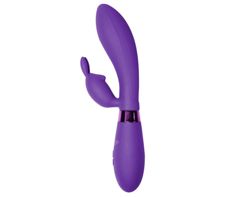 Фиолетовый вибратор Yonce с клиторальным зайчиком - 20,5 см.