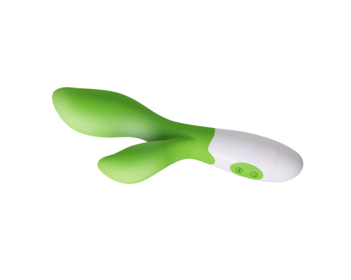 Зеленый вибратор Owen с клиторальным отростком - 20 см.