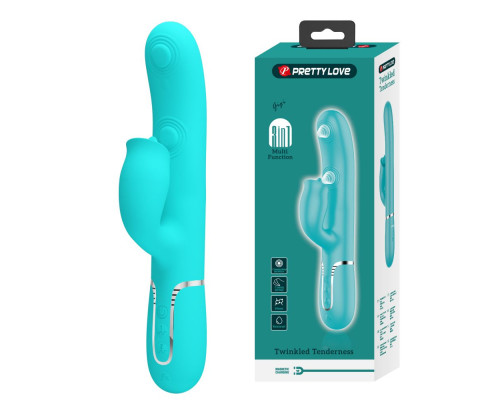 Аквамариновый вибратор-кролик с пульсацией Gigi - 22,8 см.