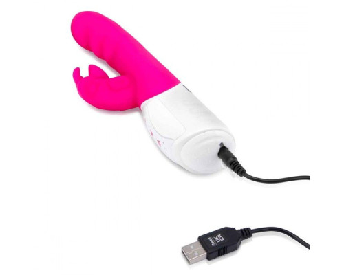 Розовый вибромассажер с клиторальной стимуляцией Clitoral Suction Rabbit - 24,5 см.