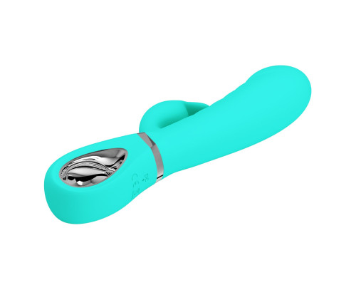 Бирюзовый вибратор-кролик с рёбрышками Prescott - 20 см.