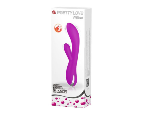 Лиловый вибратор-кролик Wilbur с функцией нагрева - 20,5 см.